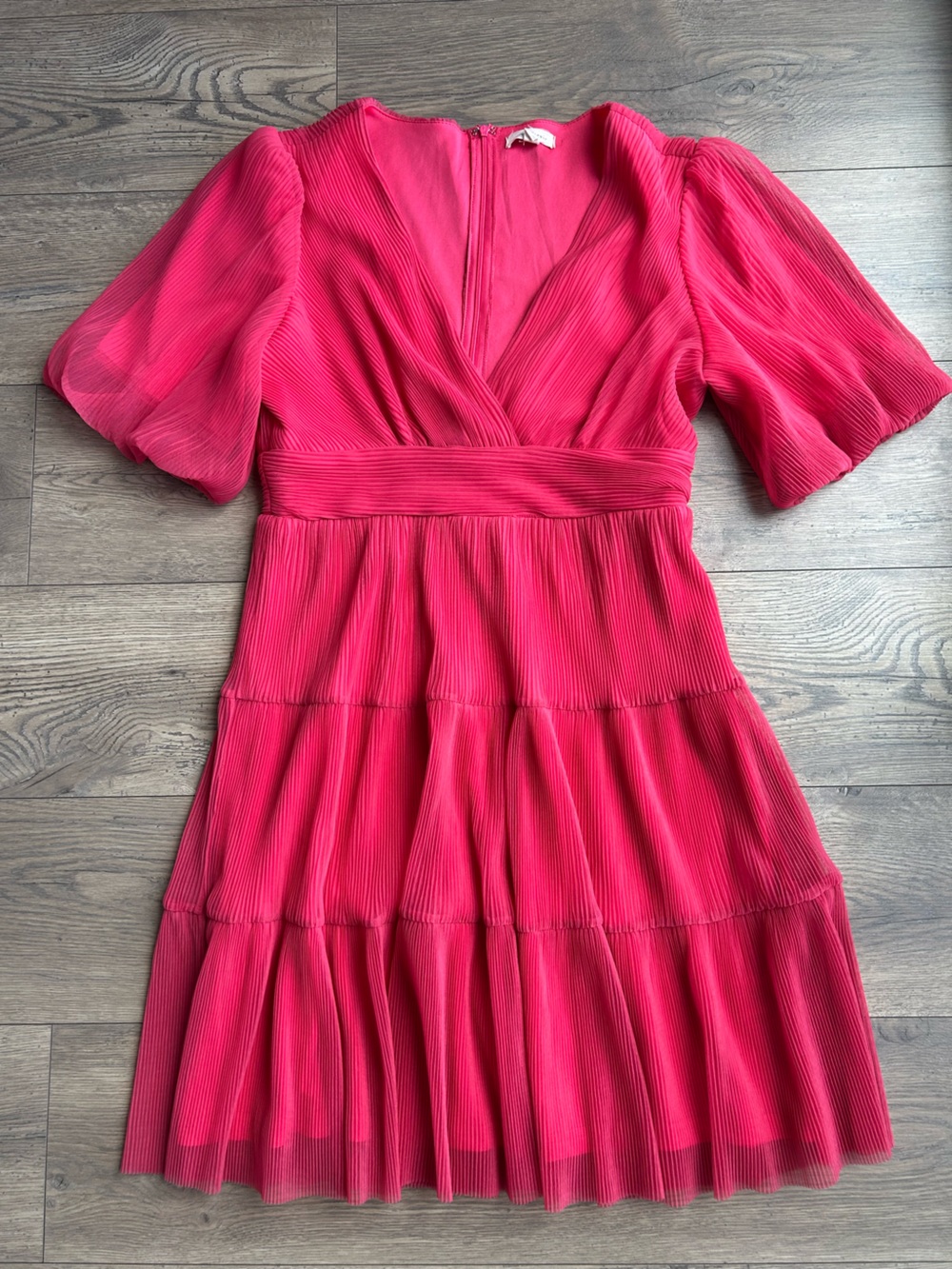Shop Stevie Hot Pink V-Neck Tiered Dress